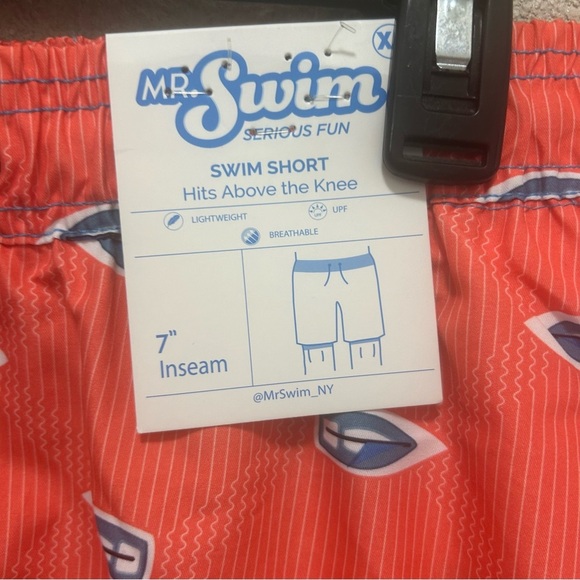 Mr.Swim 7" Men's Swim Trunks in Riding Sailboat Neon Orange NWT XL - Picture 4 of 6